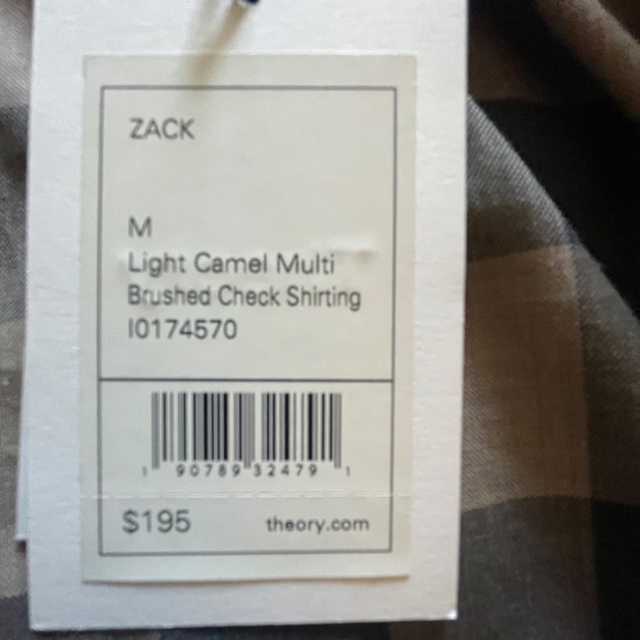 NWT Theory 100% Button Down Cotton Shirt Brushed Checked Zack Preppy Medium NEW - Picture 4 of 8
